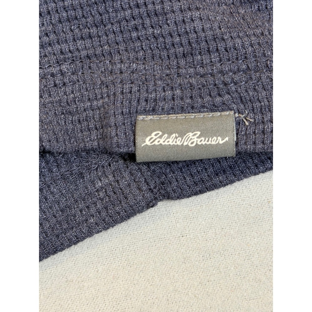 Eddie Bauer men's XL waffle knit thermal long sleeve shirt, blue/gray, pre-owned - Picture 3 of 9
